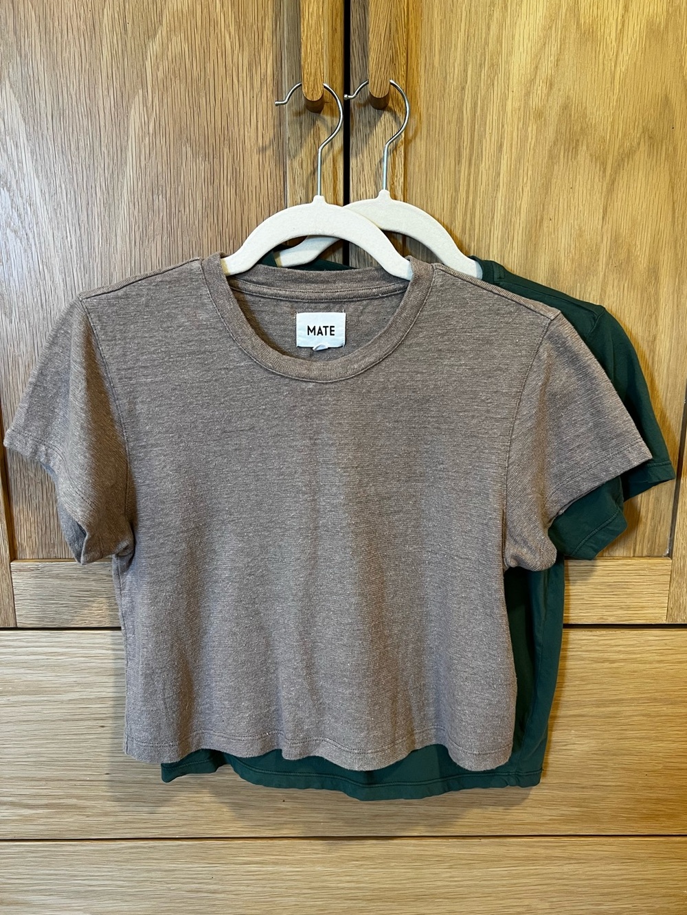 2 Mate the Label Hemp and Organic Cotton Crop Tee Shirts Brown Green Size Medium